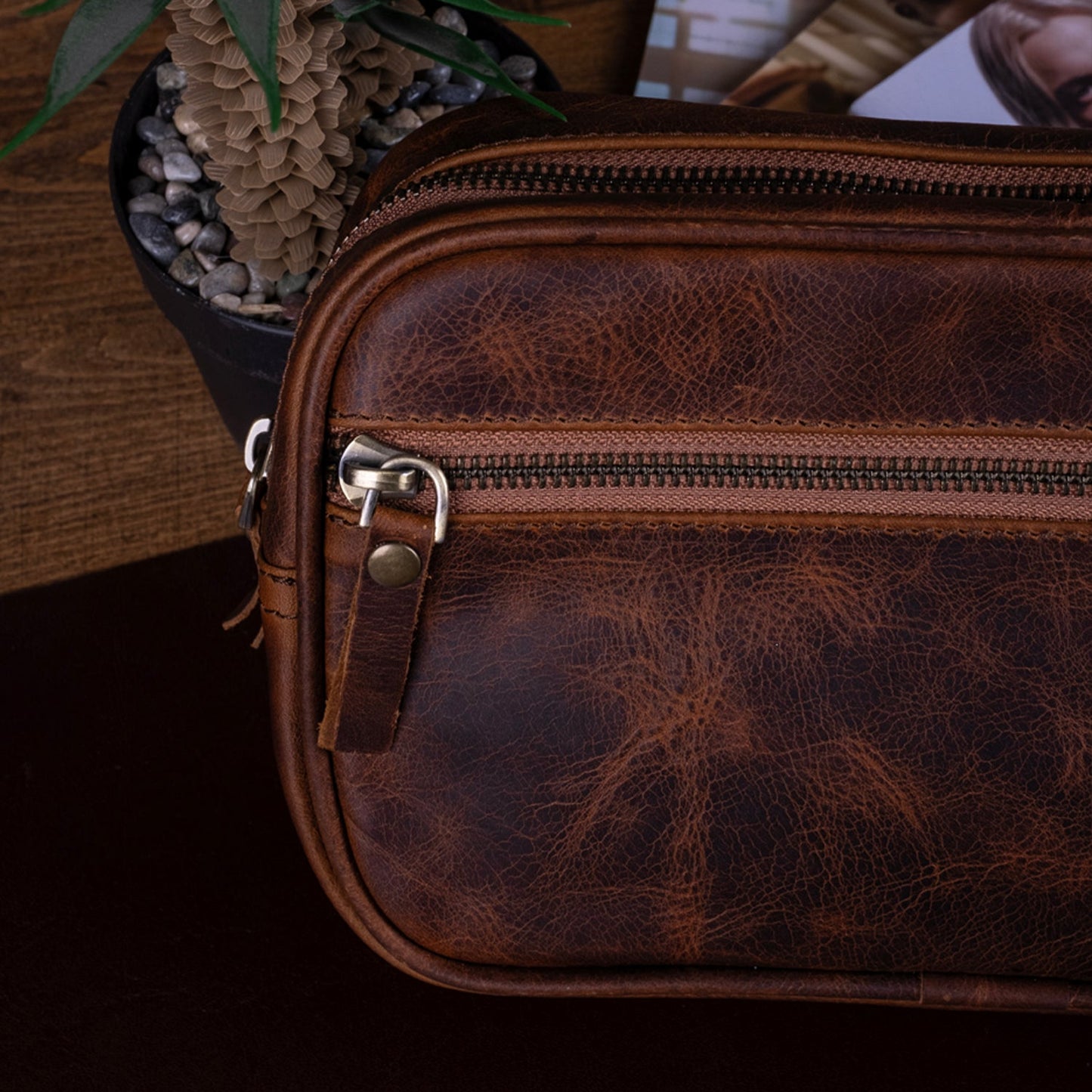 Hakiki Deri Erkek El Çantası / Dopp Kit