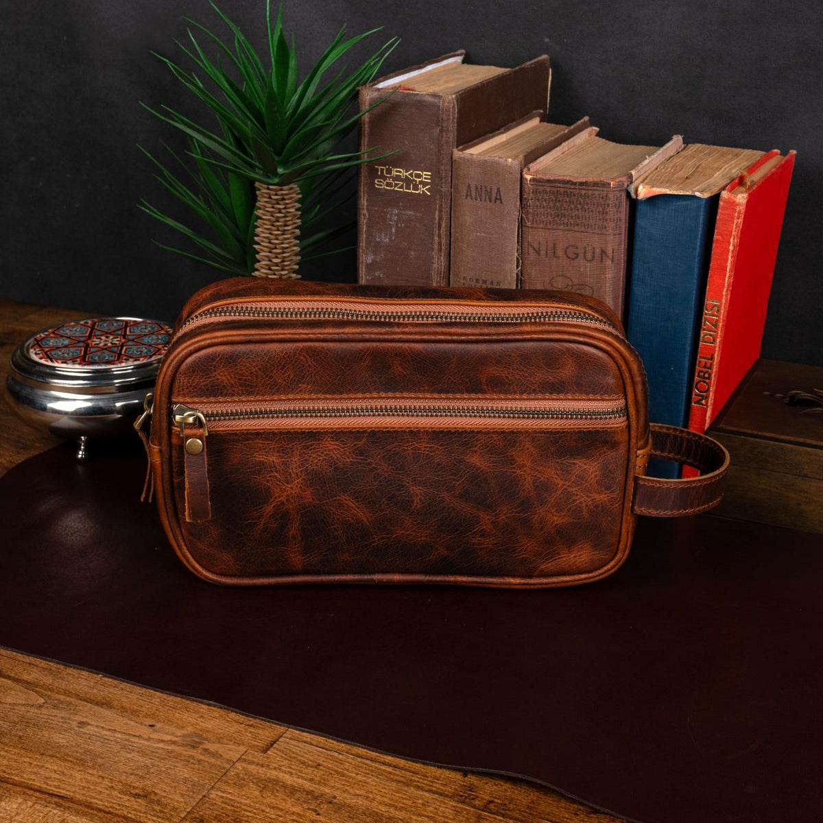 Hakiki Deri Erkek  El Çantası / Dopp Kit