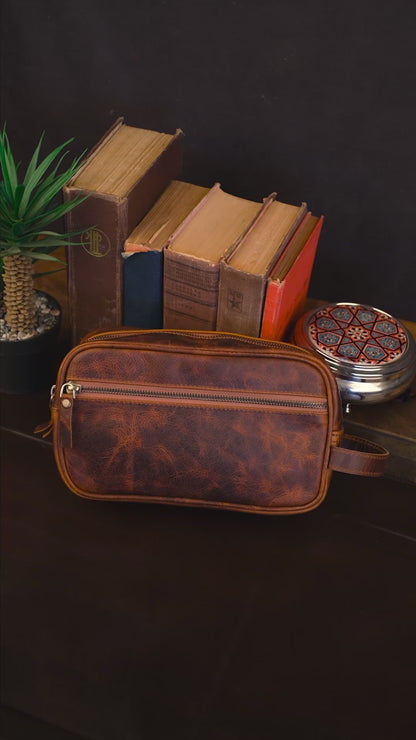 Hakiki Deri Erkek  El Çantası / Dopp Kit
